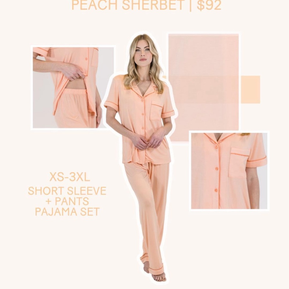 In My Sundays Peach Sherbet Short Sleeve Pajama Set